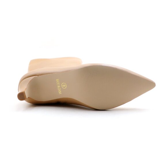 Lurnyet Women's Knee High Boots, Faux Leather Pointed Toe with 2 Inch Heel - Picture 5 of 10